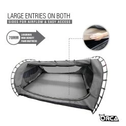 Orca Outdoors Deluxe Double Size Canvas Swag With 70mm Mattress And Awning Poles - Grey -Kayak Specialty Store OD SWAG DB GREY 6