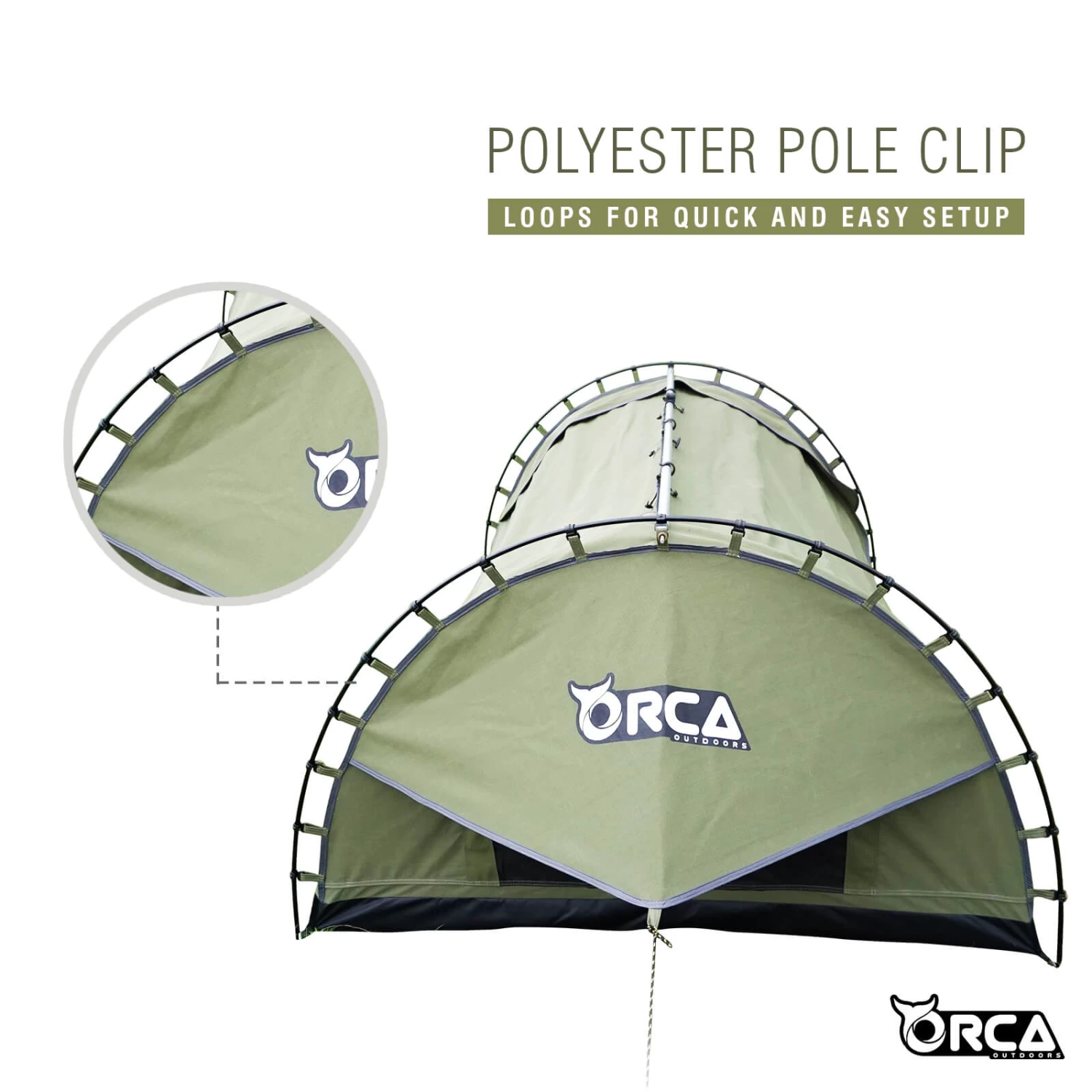 Orca Outdoors Deluxe Double Size Canvas Swag With 70mm Mattress And Awning Poles - Khaki 8 Orca Outdoors Deluxe Double Size Canvas Swag With 70mm Mattress And Awning Poles - Khaki - Image 7