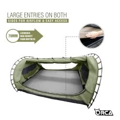 Orca Outdoors Deluxe Double Size Canvas Swag With 70mm Mattress And Awning Poles - Khaki 21 Orca Outdoors Deluxe Double Size Canvas Swag With 70mm Mattress And Awning Poles - Khaki -Kayak Specialty Store OD SWAG DB KHAKI 8