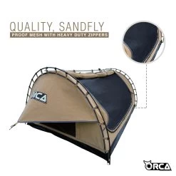 Orca Outdoors Deluxe Double Size Canvas Swag With 70mm Mattress And Awning Poles - Sand -Kayak Specialty Store OD SWAG DB SAND 5