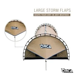 Orca Outdoors Deluxe Double Size Canvas Swag With 70mm Mattress And Awning Poles - Sand -Kayak Specialty Store OD SWAG DB SAND 7