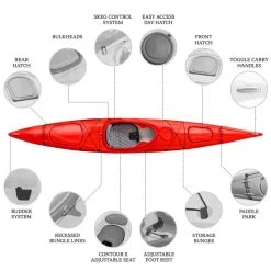 Orca Outdoors Xlite 14 Ultralight Performance Touring Kayak - Krimson [Sydney] -Kayak Specialty Store OS XLITE 14 KRIMSON 1